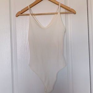 american eagle off-white ribbed body suit